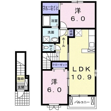 踏切り 徒歩6分 2階の物件間取画像